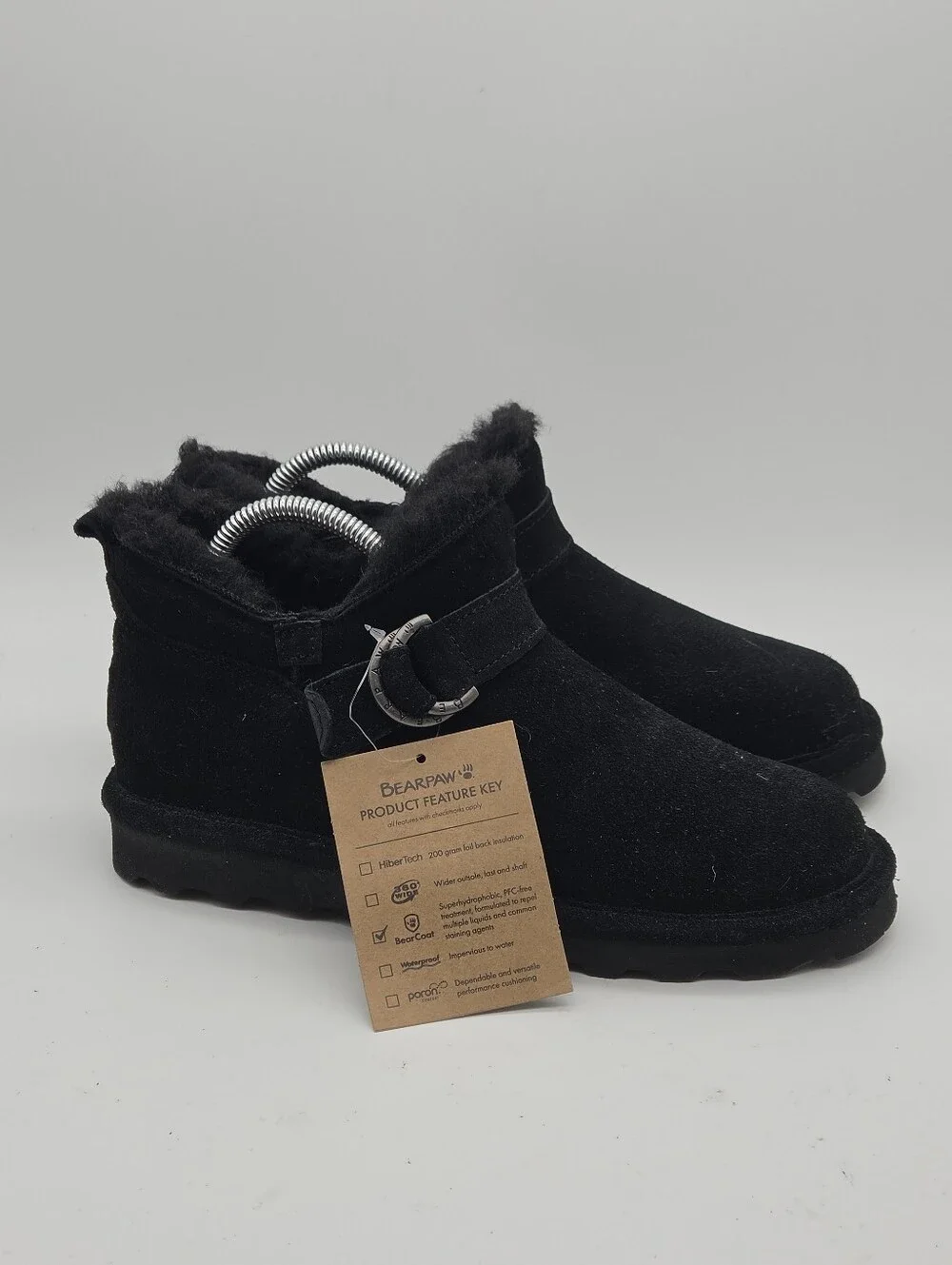 NWT BearPaw Shorty Buckle Suede‎ Boots Black Size 8